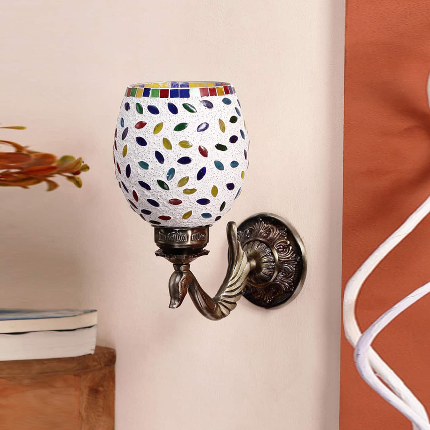 Devansh Metal Electric Wall Light in Antique Gold Colour with Black Shade Count of 1 Light