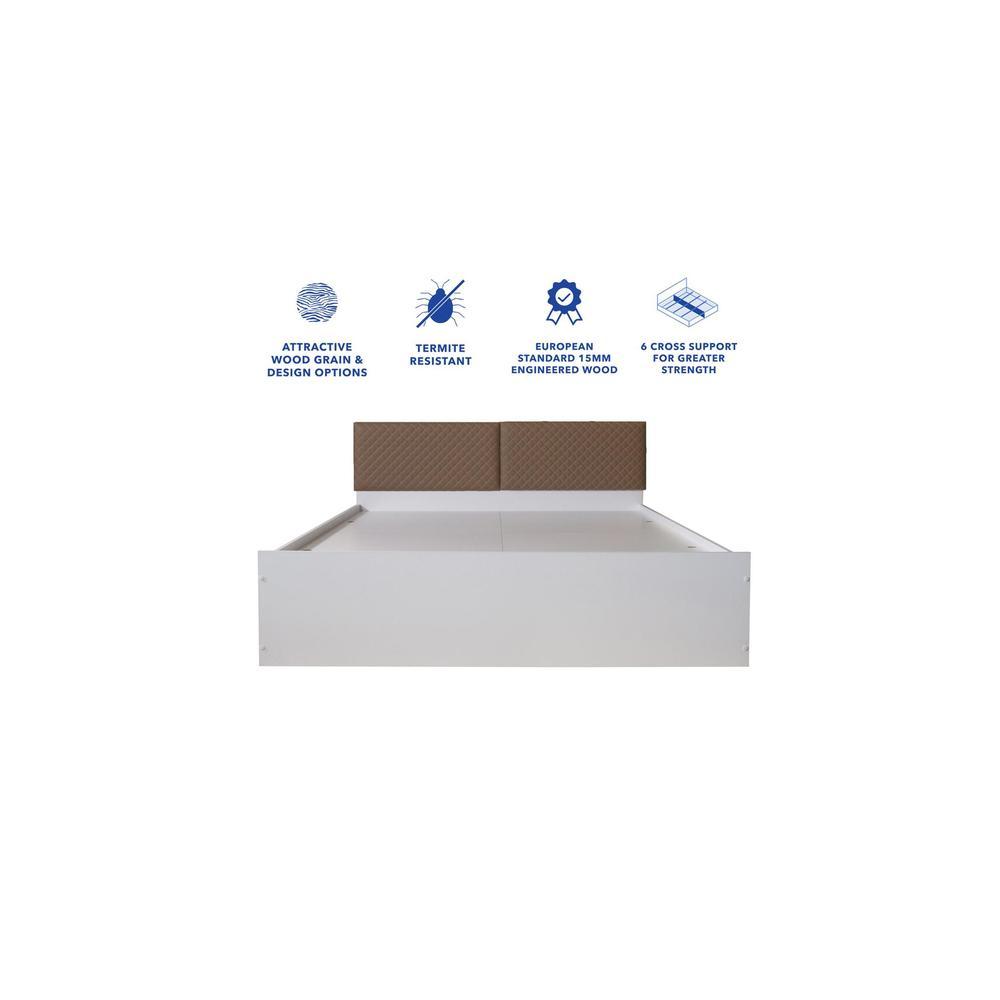 Havelock Engineered Wood Queen Size Bed In White Finish