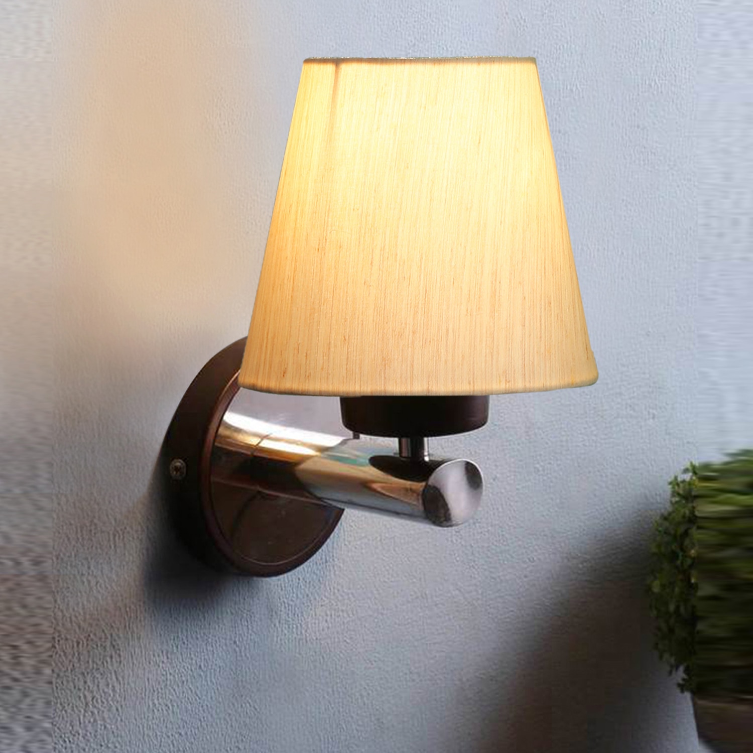 Devansh Metal Electric Wall Light in off-white Colour with off-white Shade Count of 1 Light - Devansh