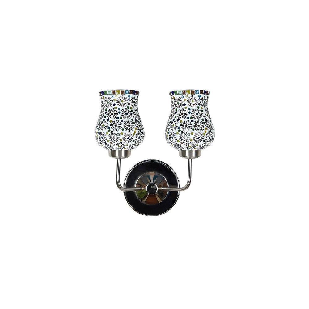 Brody Dual Multicolor Mosaic Glass Wall Mounted Lamp with Steel Base