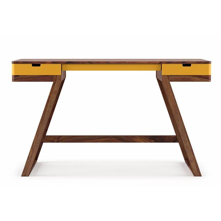 Truman Solid Wood Study Table in Teak Finish Colour Passion Flower