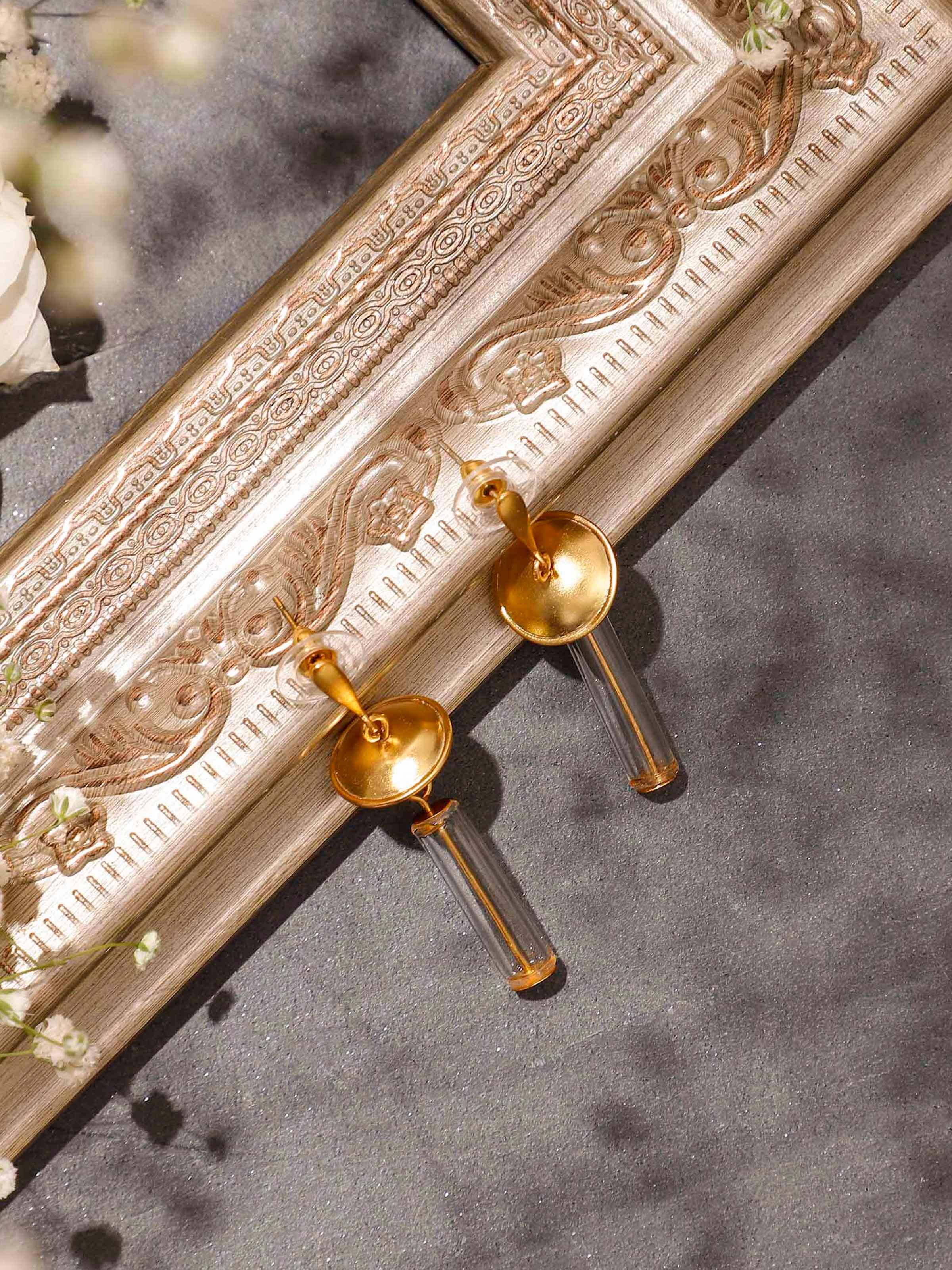 Silver Flame Glass Drop Earrings