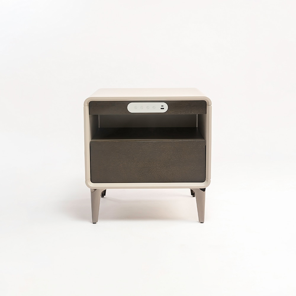 Echo Sonic Engineered Wood Bedside Table in CreamColour - Living Shape