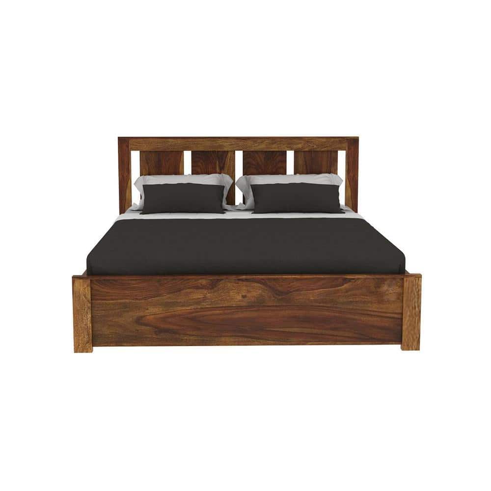 Sable Solid Wood Queen Box Storage Platform Bed In Provincial Teak Finish