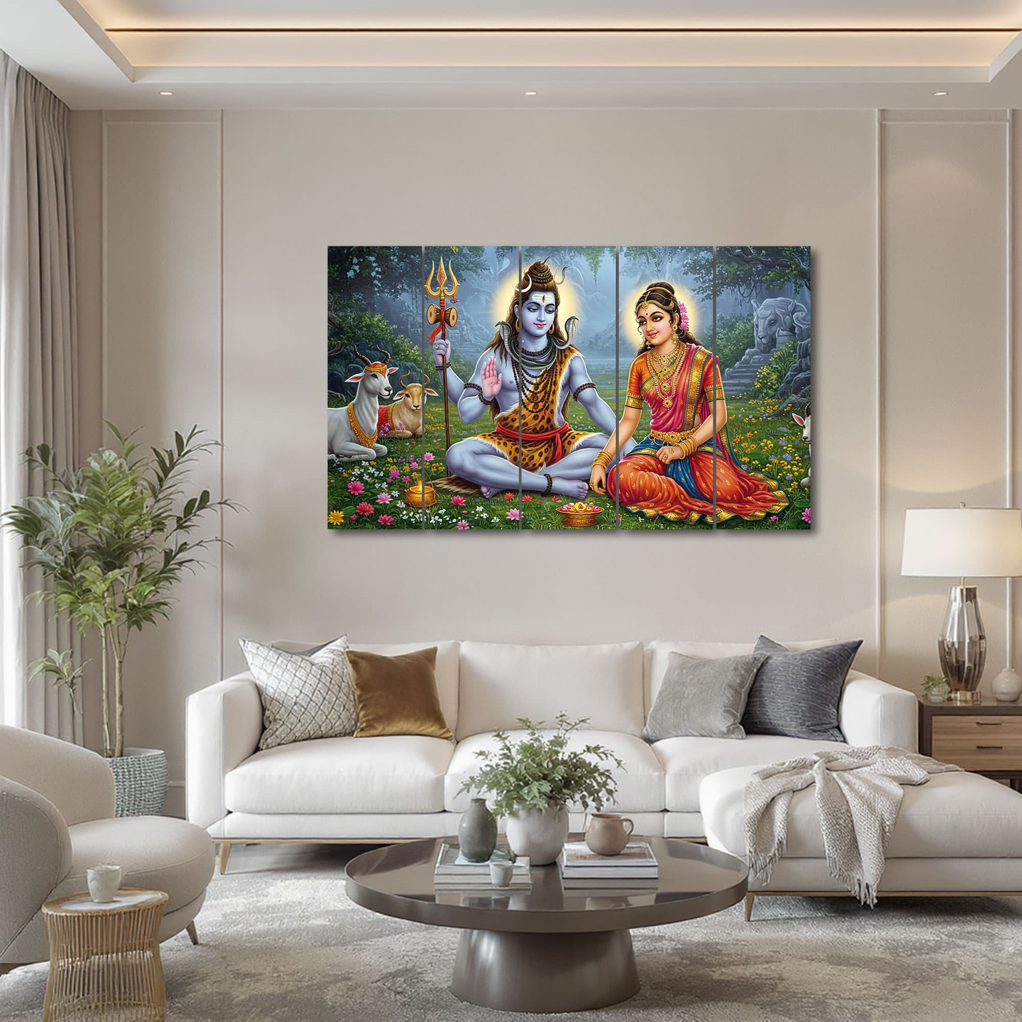 The Castle Decor Lord Shiva Wall Painting Design 3 Wooden Framed 27x48 Inch (Style 2) - The Castle Decor