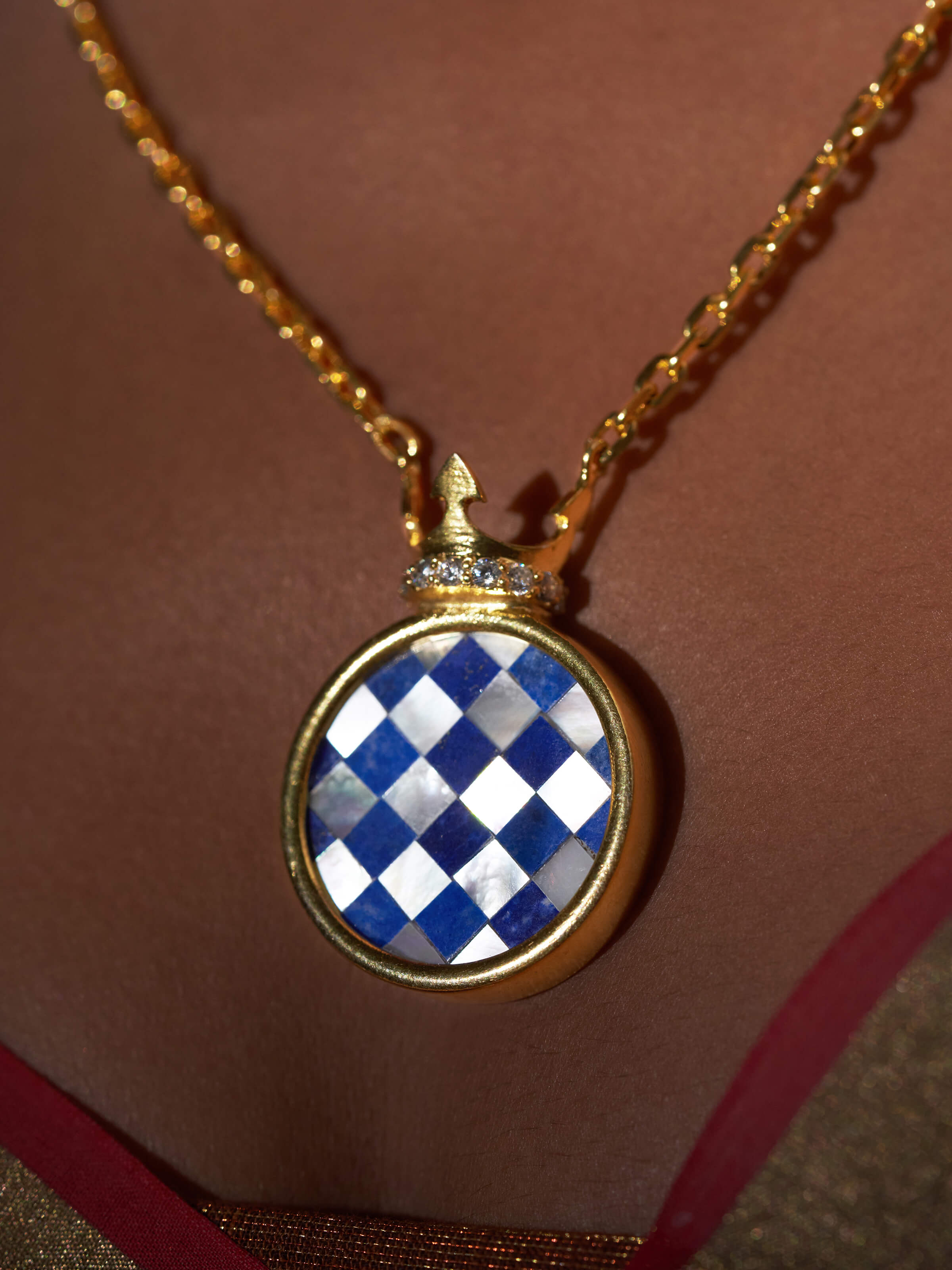 Detailed view of Parchinkari silver pendant & chain showing the delicate craftsmanship and vibrant color accents