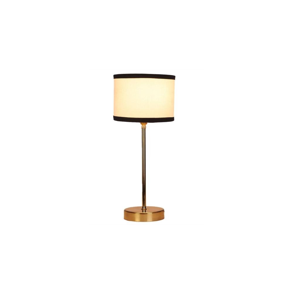 White & Black cotton with Metal Gold Table Lamp