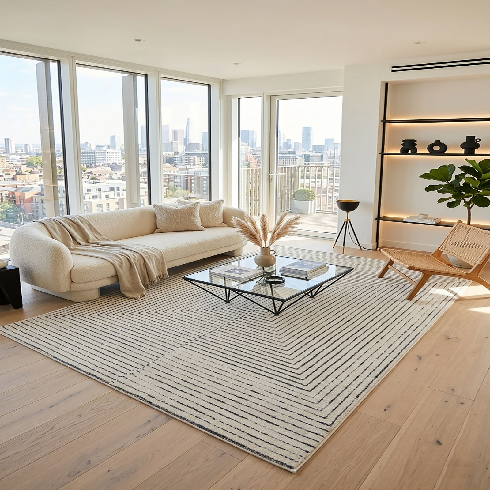 Modern Geometric Maze Area Rug Cream Charcoal 64 x 92 - The Woven Legacy