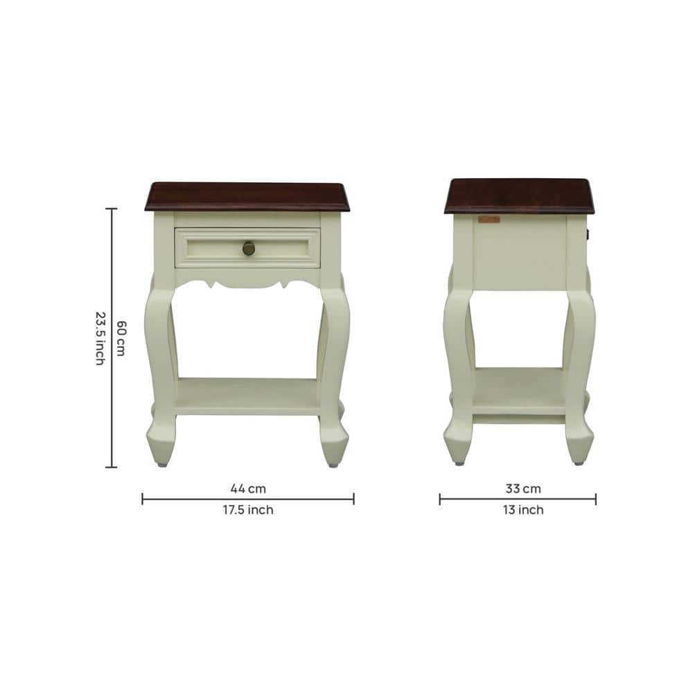 Solid Wood Bedside Table In Tulip Finish With Drawer
