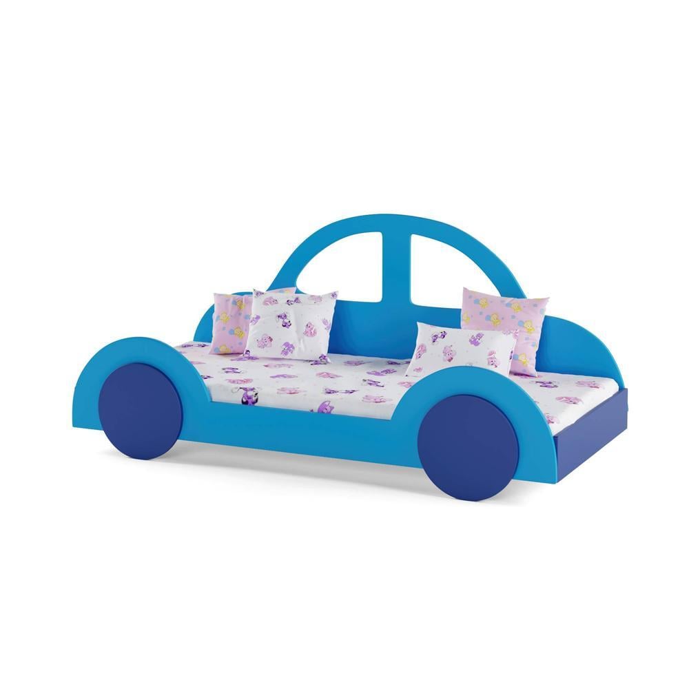 Beetle Engineered Wood Bed in Blue Colour