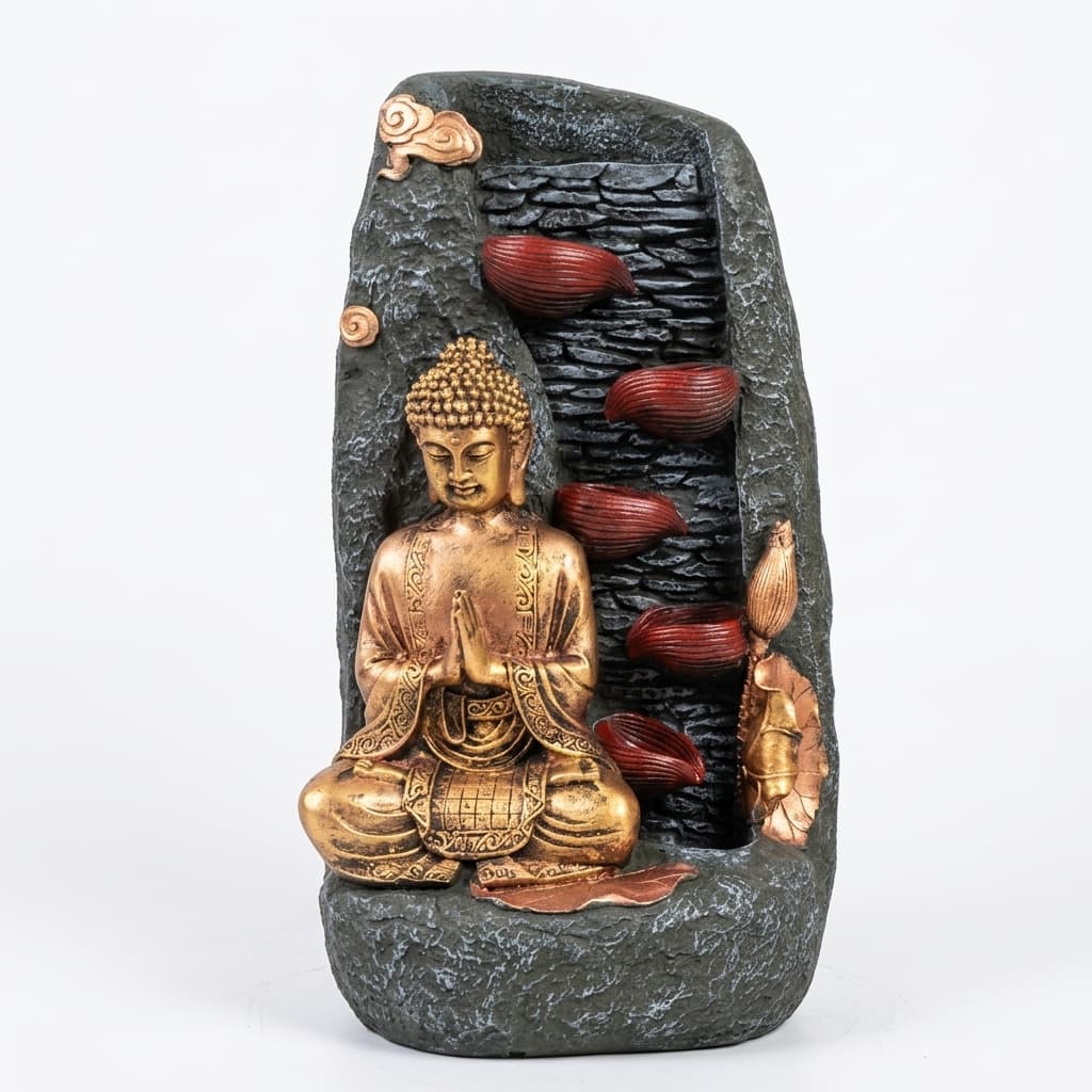 Water Fountain Golden Serenity Buddha Water Fountain in Multicolor Colour - Vedas