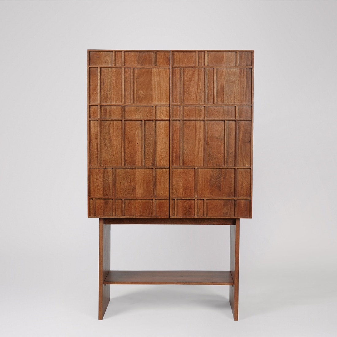 Rushden Solid Wood Bar Cabinet in Brown Colour - Orange Tree