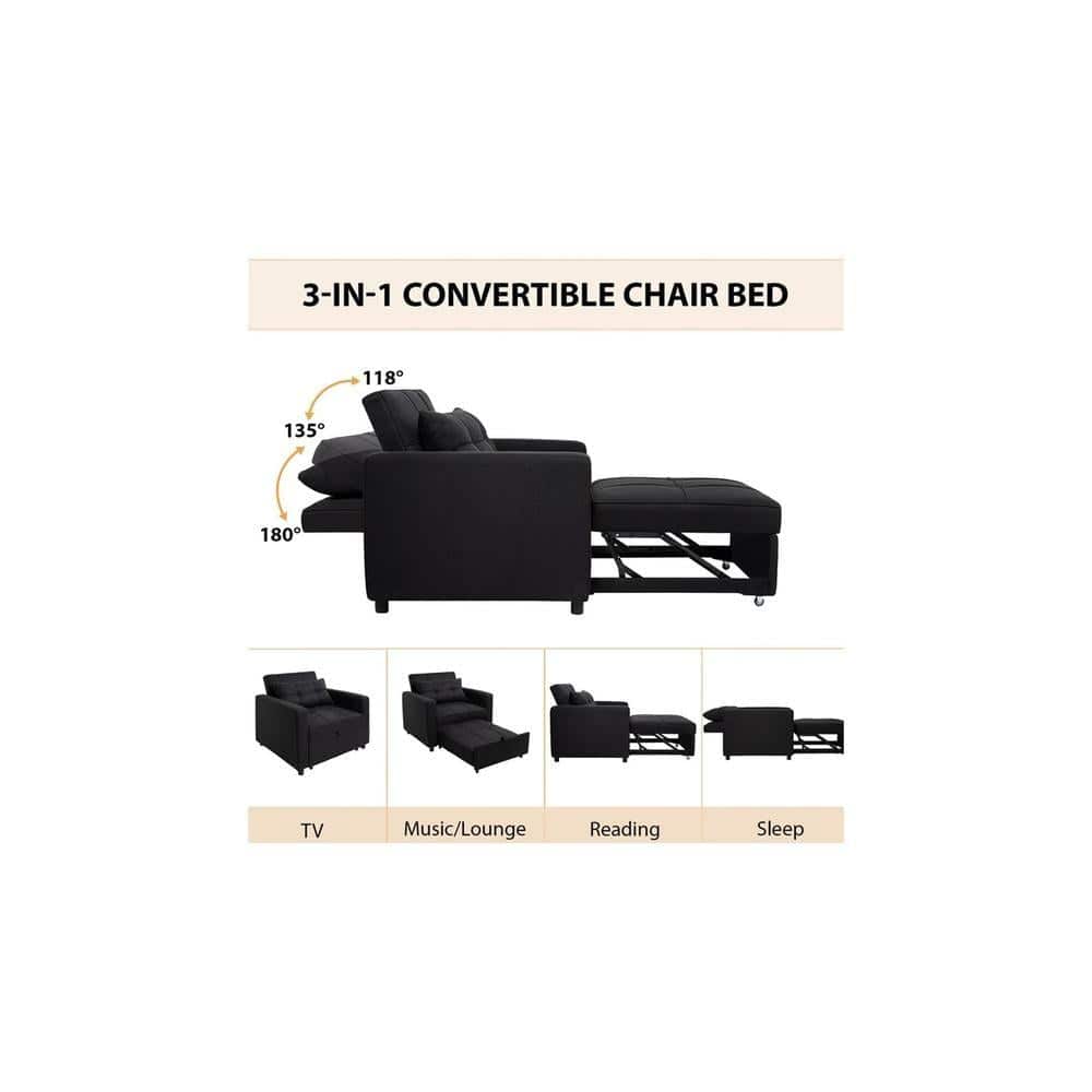 Gilbertson 1 Seater Sofa Cum Bed In Black Color