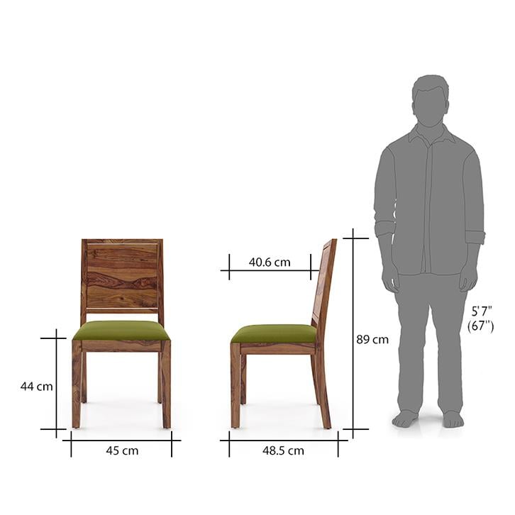 Oribi Solid Wood Dining Chair Set Of 2 In Teak Finish