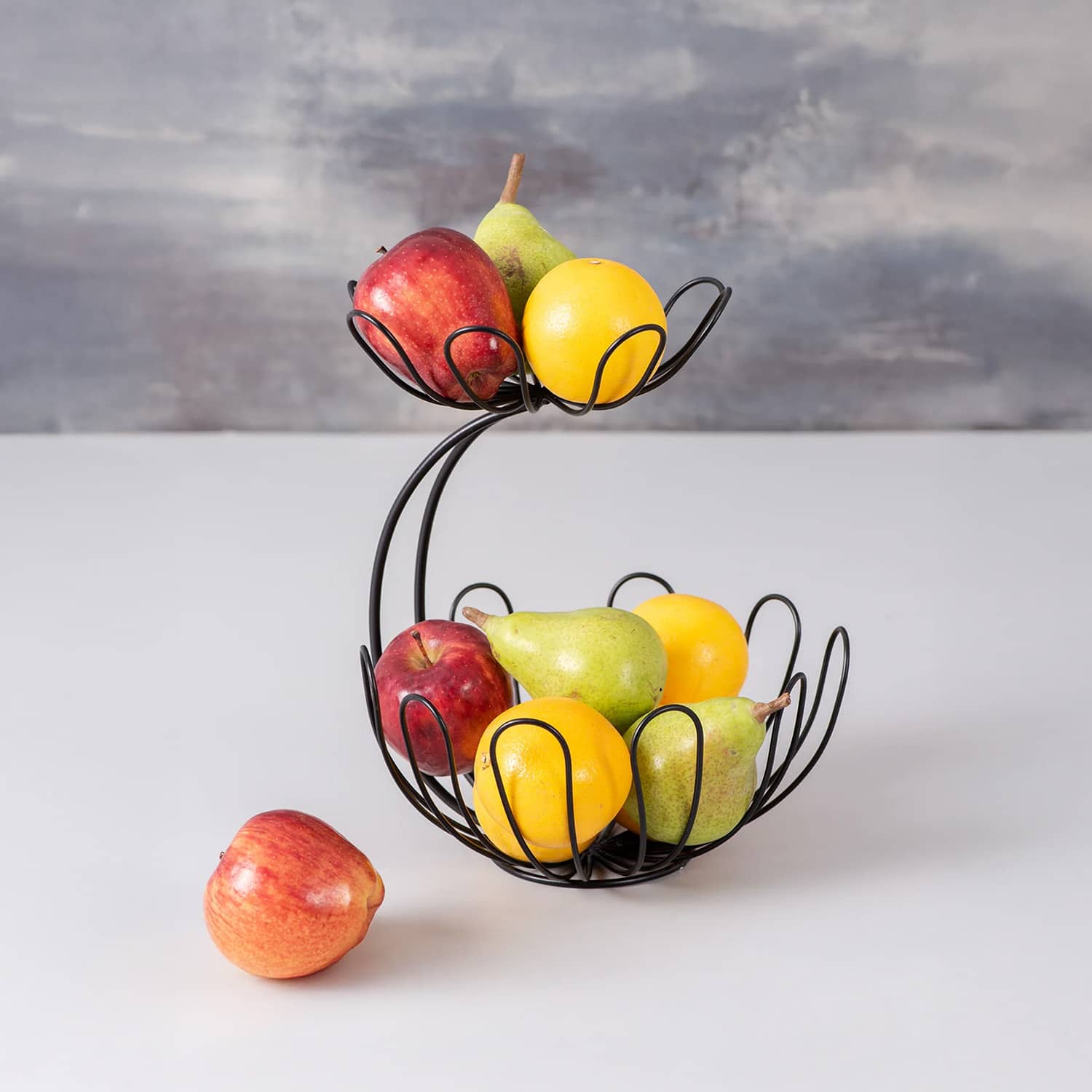 Cache Tiered Floral Wire Basket Black