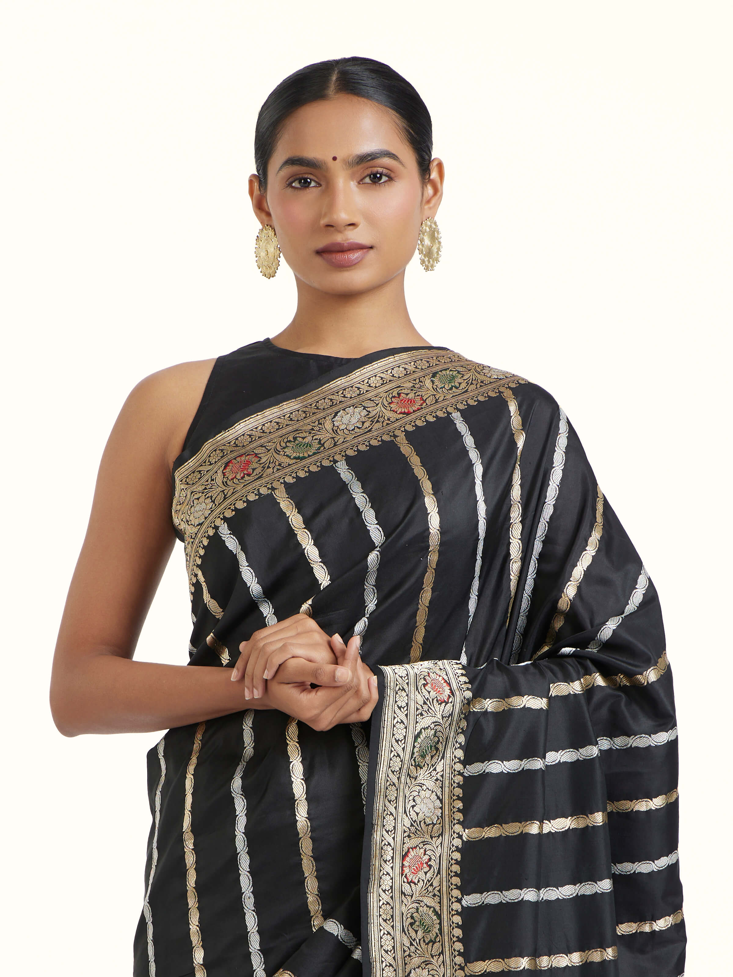 Black Banarasi Kadhwa Silk Saree