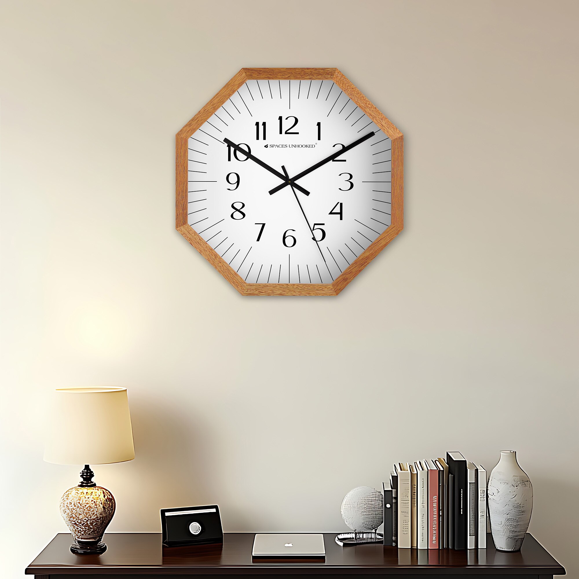 Distinct Arabic Indices Wooden Wall Clock