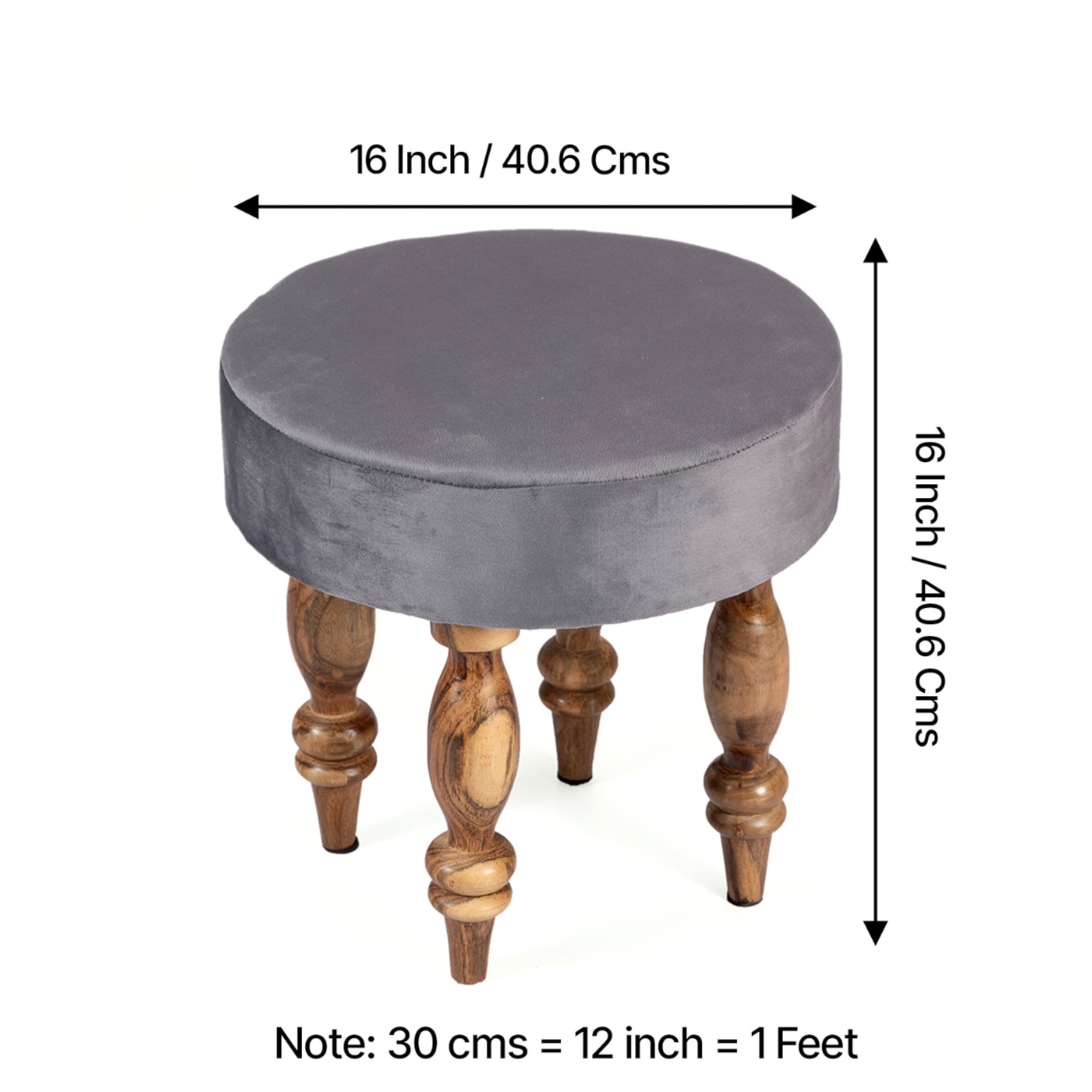 Bestone Sheesham Wood Accent Seater Bench Set  2 Stools In Iron Grey Velvet