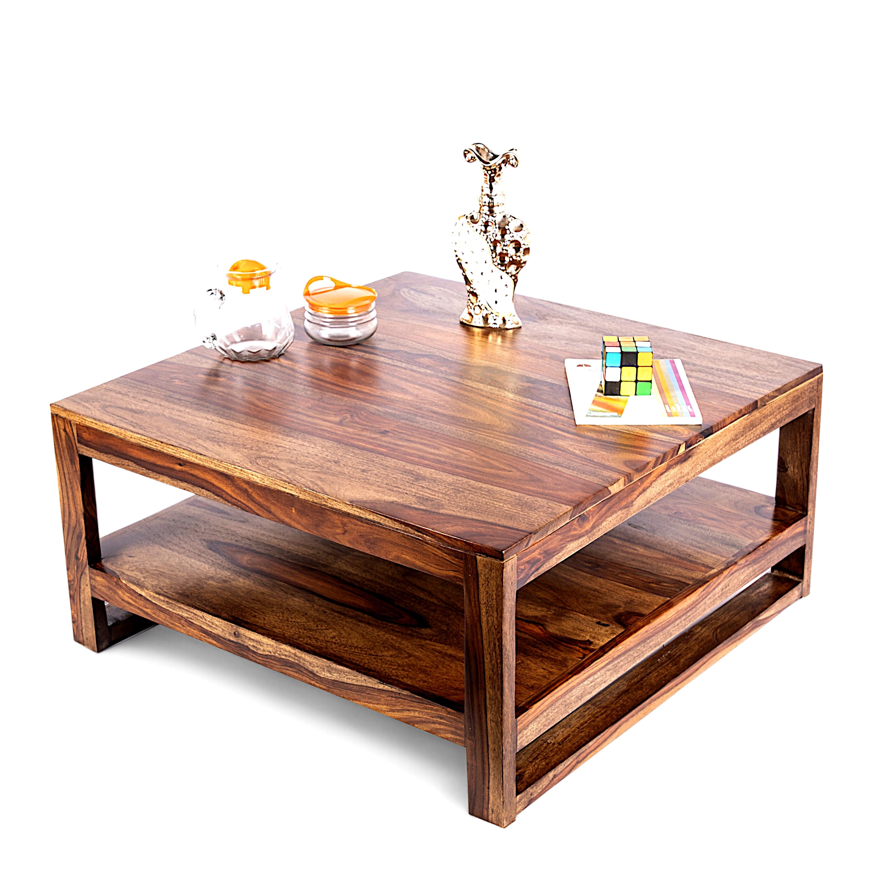 Turin Sheesham Wood Coffee Table In Teak Finish