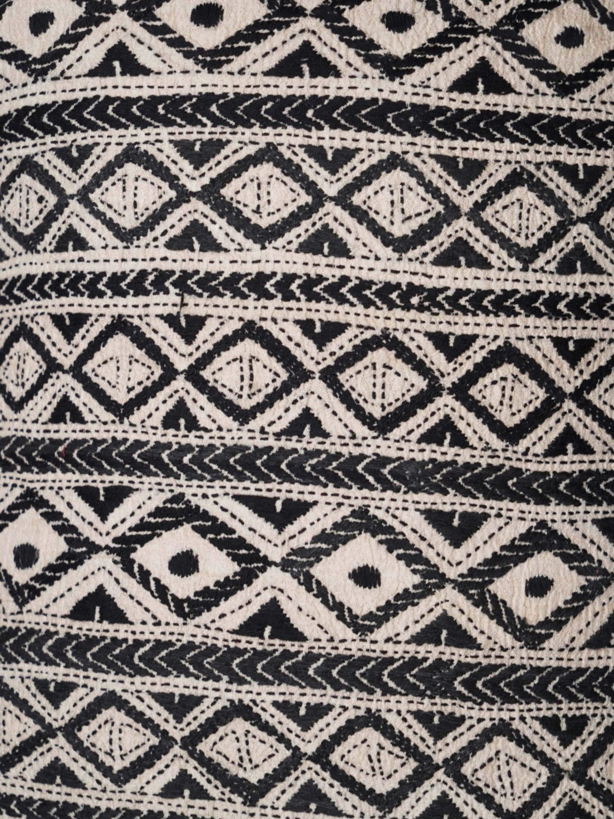 Riten Black Hand Embroidery Kantha Cushion Cover