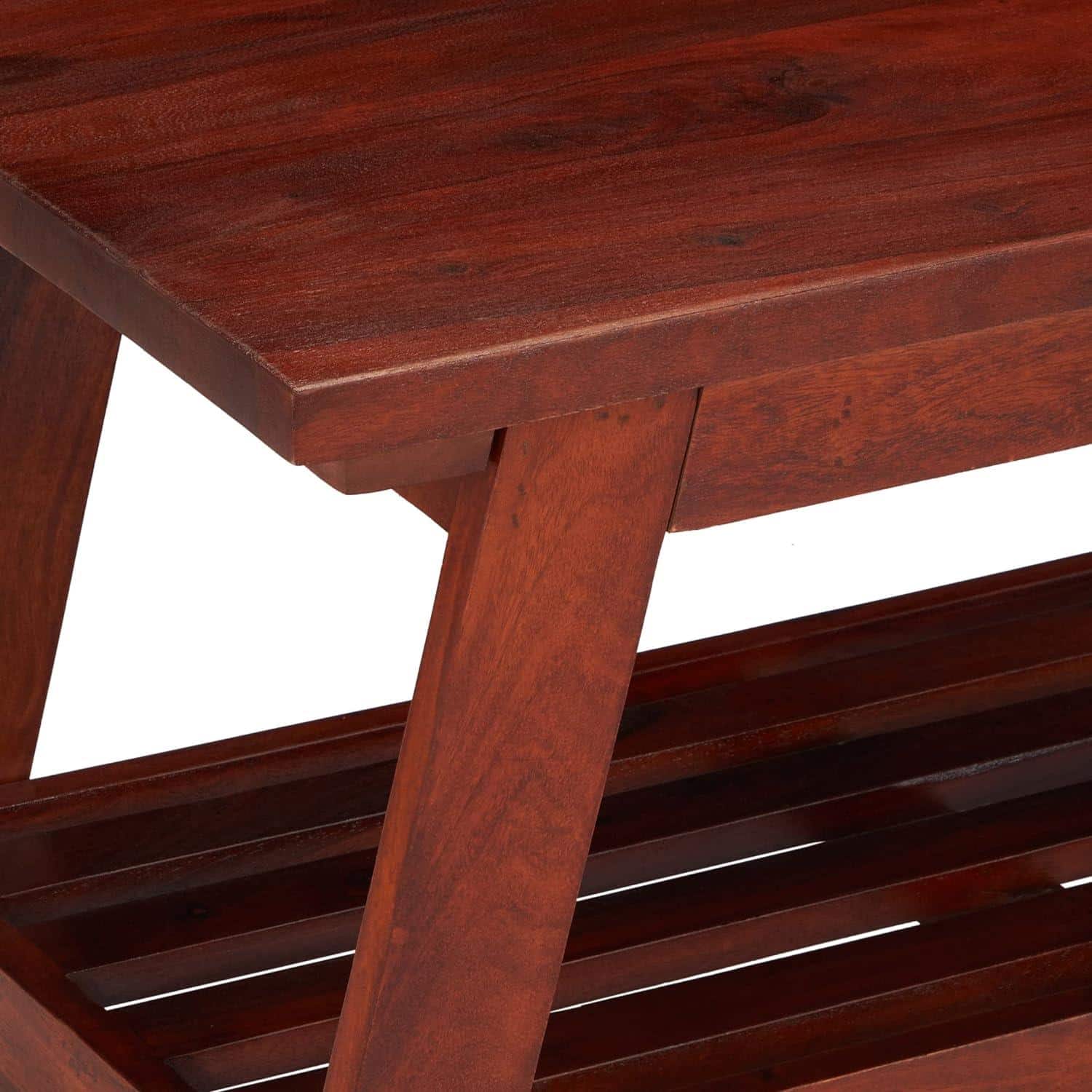 Alison Sheesham Wood Accent Rectangle Coffee Table In Honey Finish