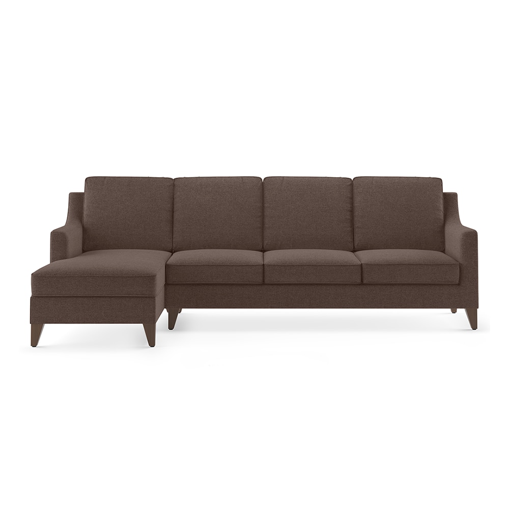 Abbey Sectional Sofa (Colour : Daschund Brown, Cushion : Soft, Seater : Left Aligned 3 Seater + Left Aligned Chaise) - Urban Ladder