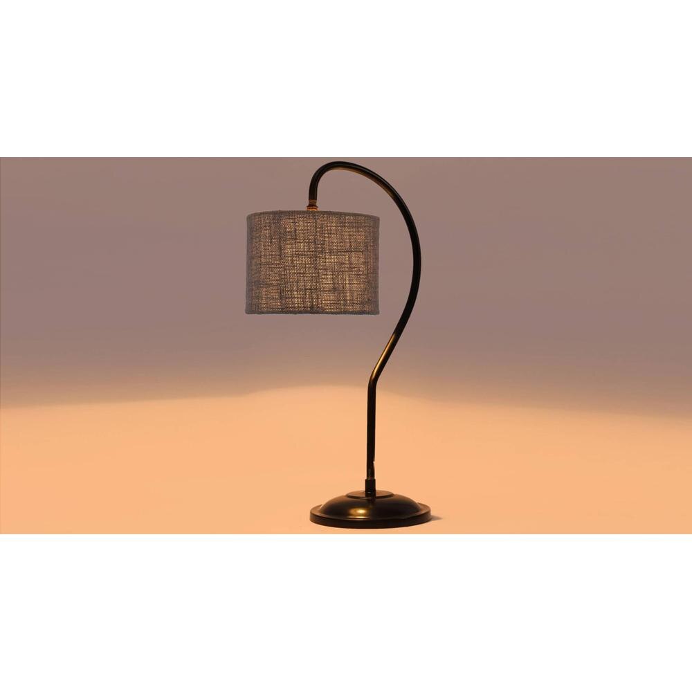 Grey Jute Curvy table lamp with Iron Base (SP20)