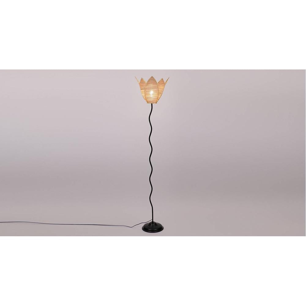 Tinsley Black Bamboo Shade Floor Lamp