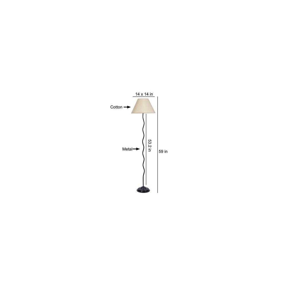 Harper Zig Zag Iron Floor lamp with Cotton Conical off-white shade (Z30)