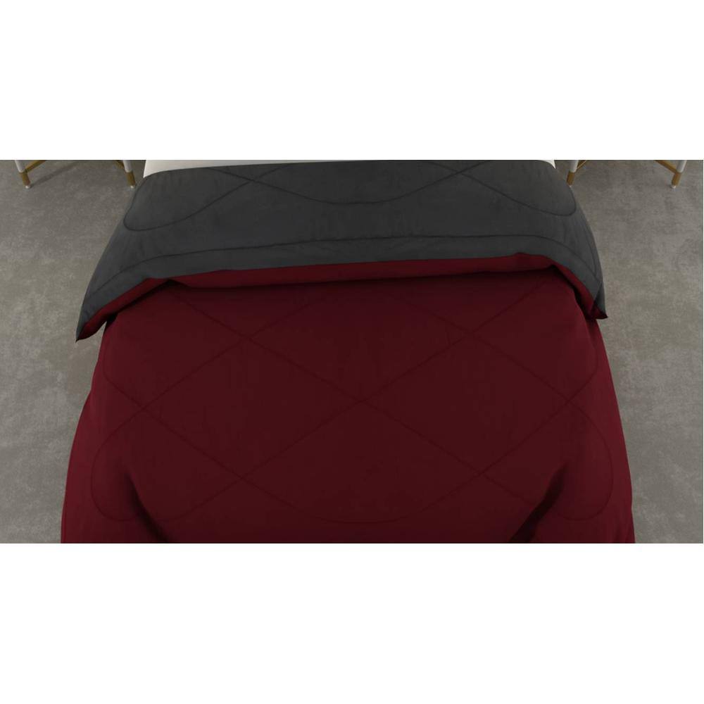 Falguni 
Maroon-Grey Solid 250 Gsm Microfiber Single Bed Comforter