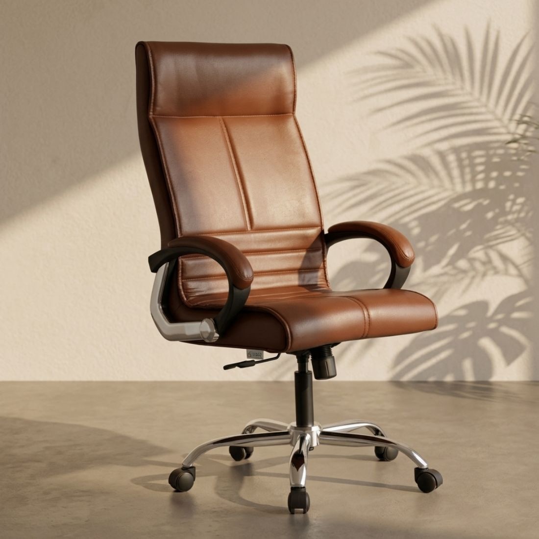 Ettorez Amaze Premium Leatherette High Back Chair In Tan Colour - Ettorez Office Furniture