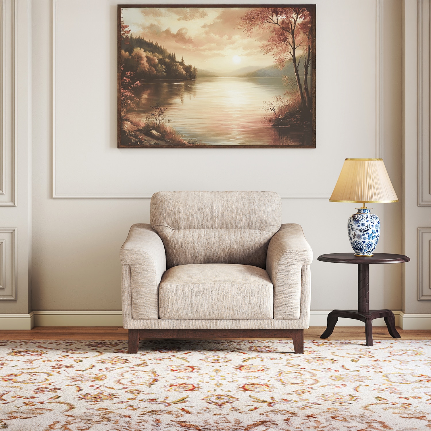 Colby 1 Seater Fabric Sofa in Beige