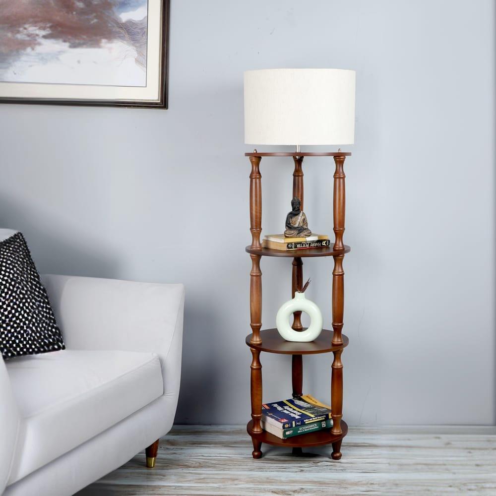 Alaca 14" 3 Shelf Floor Lamp Beige Shade