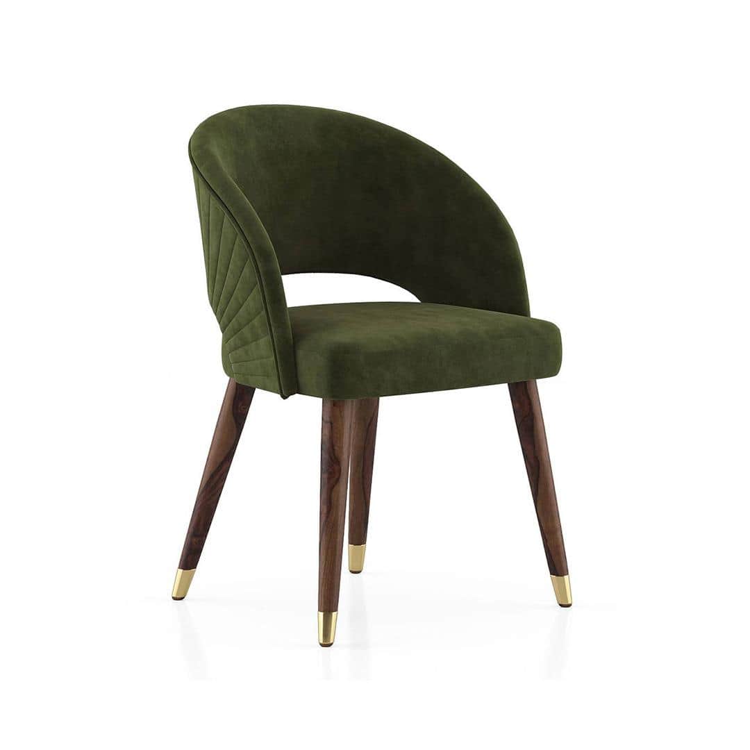 Celia Accent Dining Chair in Deep Olive Velvet Colour