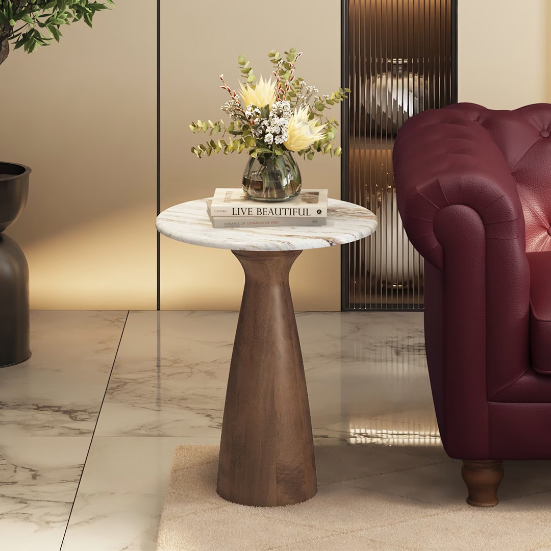 Sienne Soild Wood and Toronto Side Table in Bronzed Oak Finish