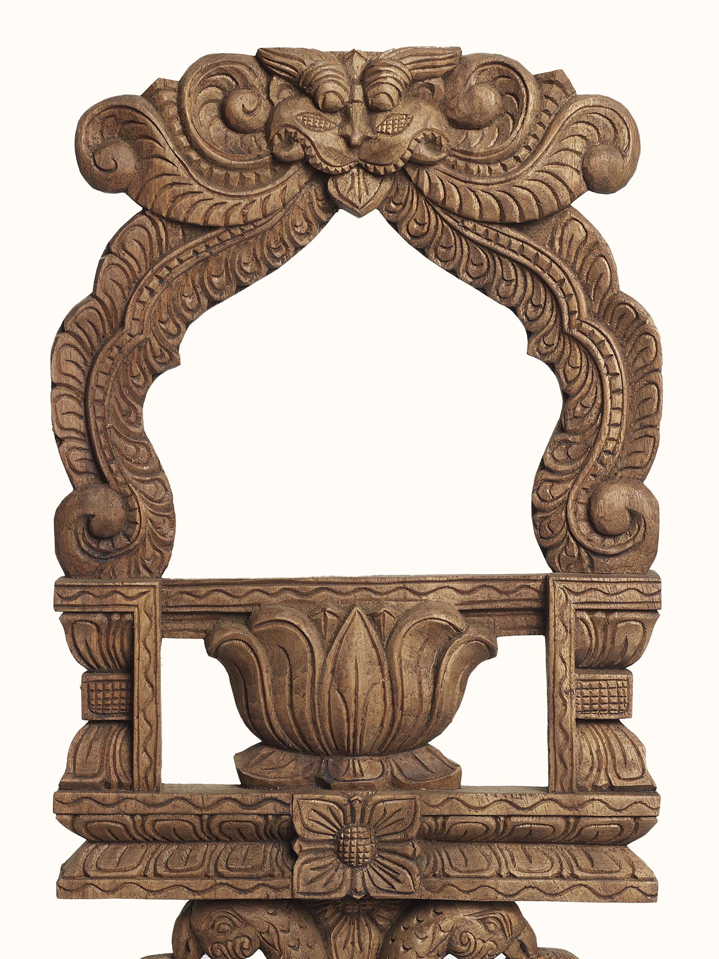 Wood Carved Parrot Mirror Panel