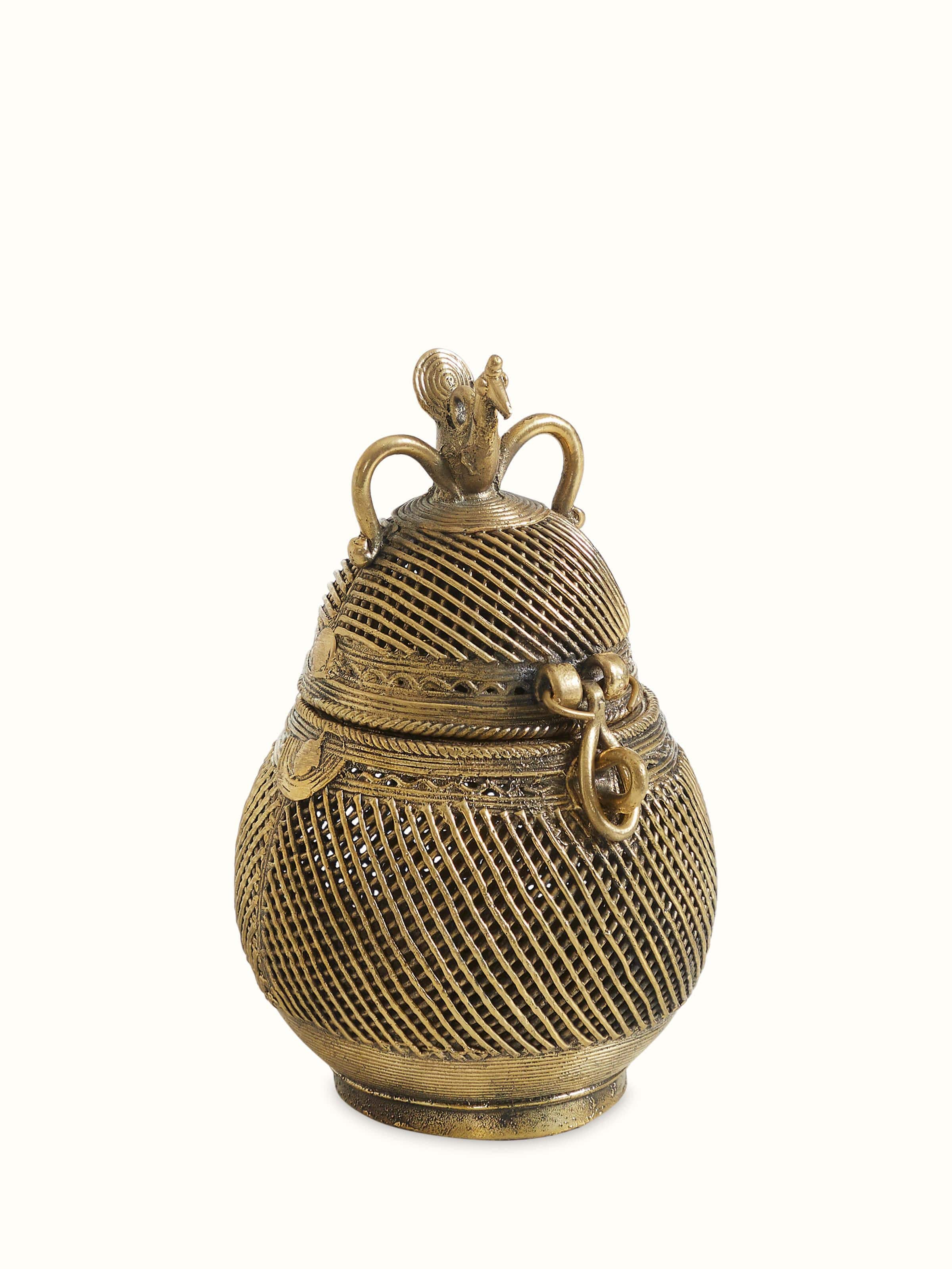 Dhokra Brass Coconut Shape Box