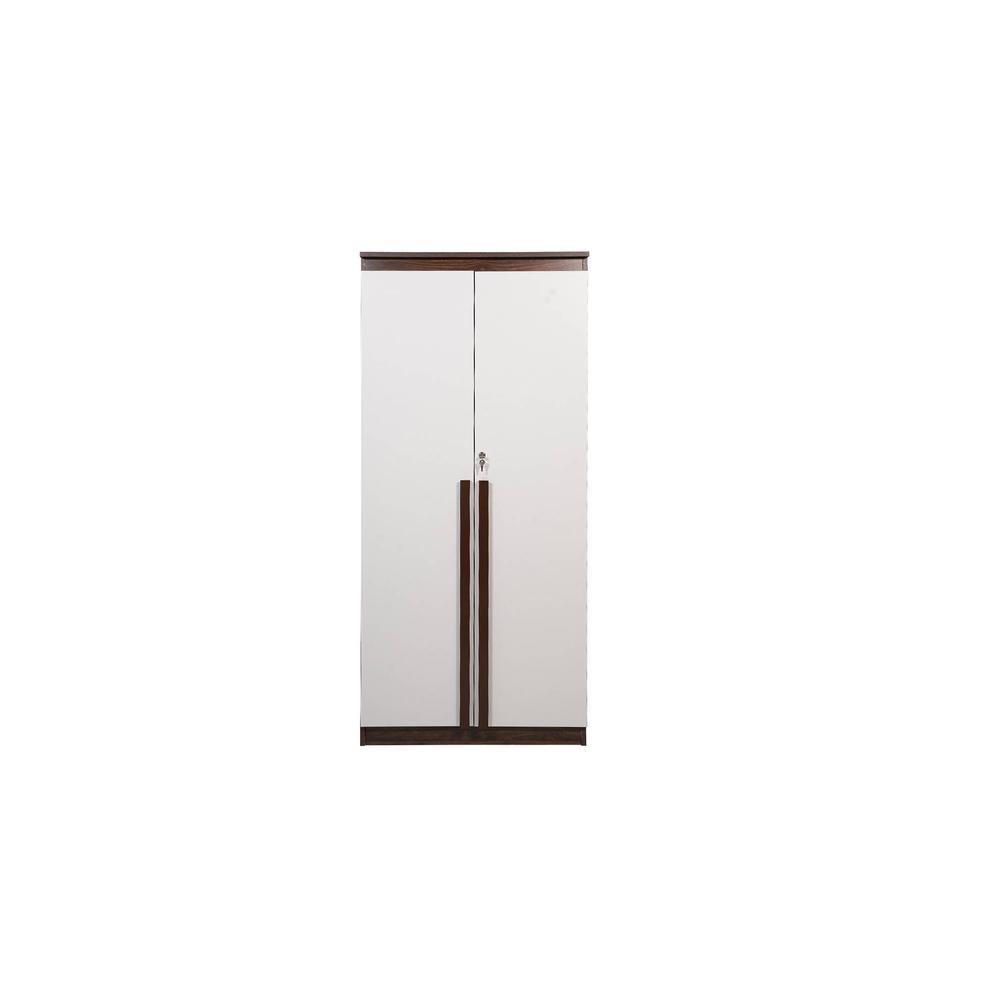 Meridian engineered wood two door wardrobe with Columbian walnut finish