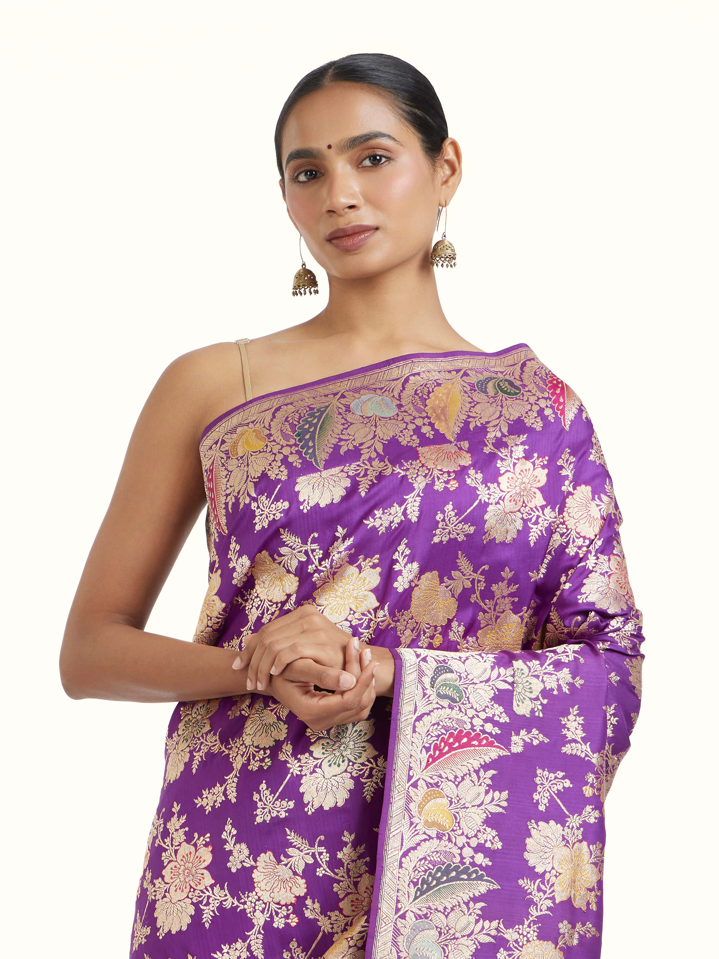 Purple Silk Banarasi Saree