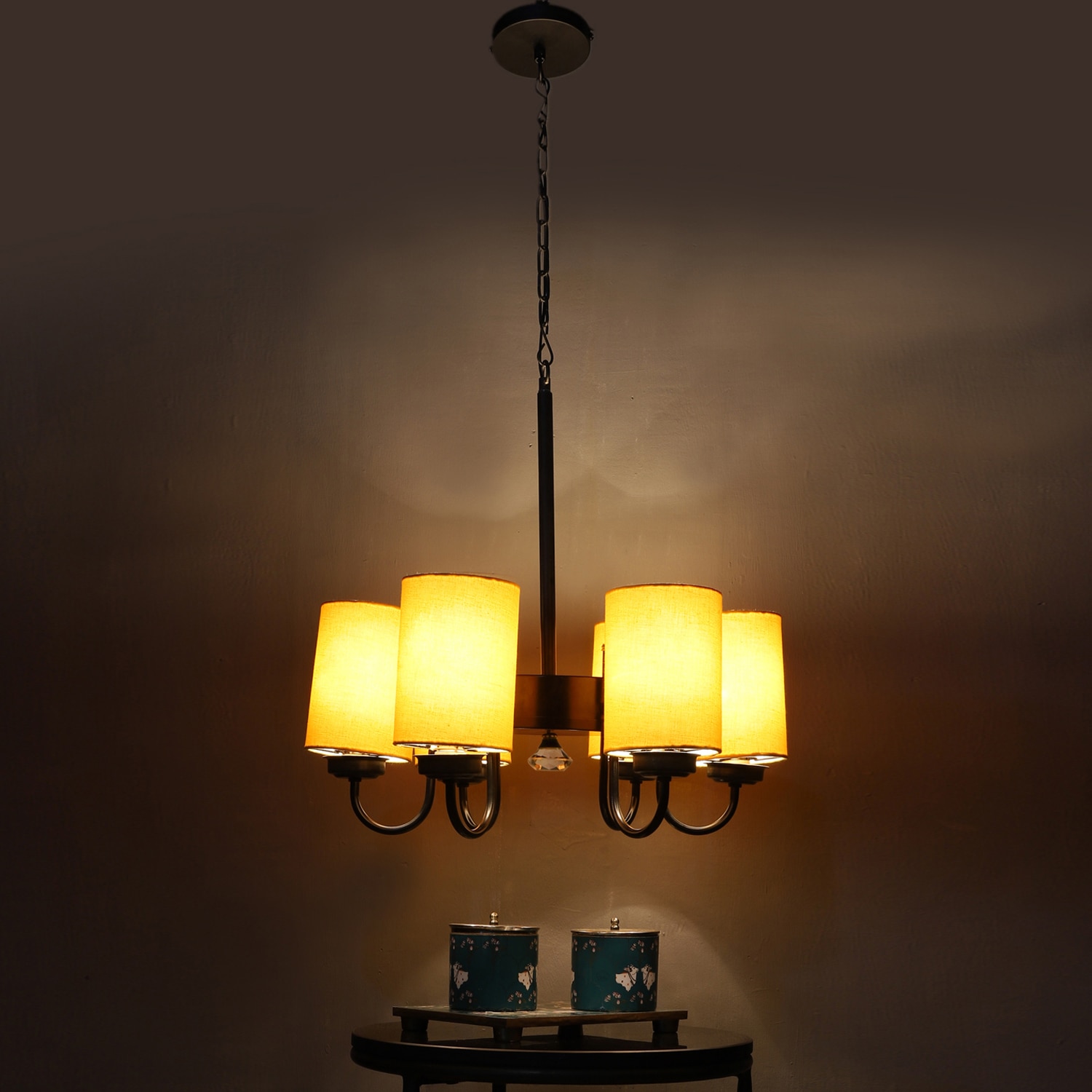 Devansh Steel Wall Mounted Lamp With Beige Jute Shade
