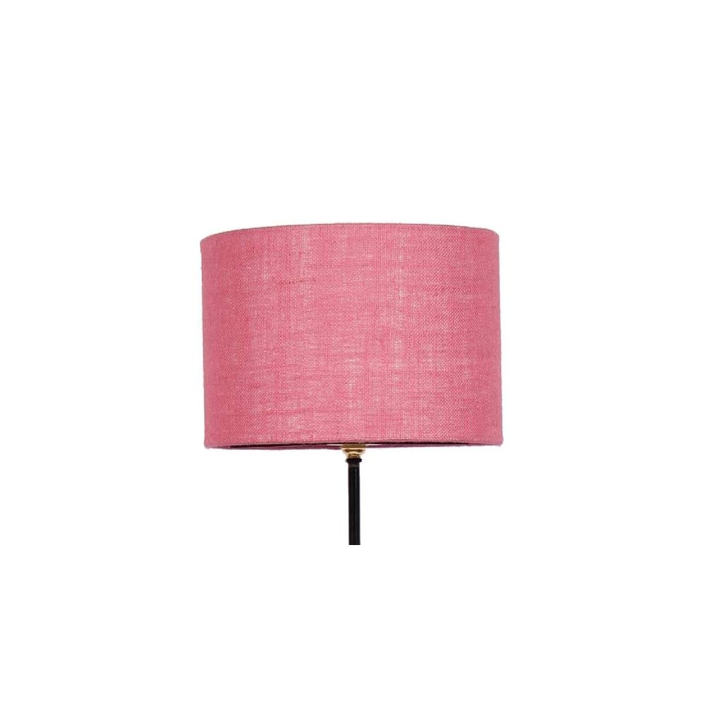 Wren Pink Natural Fiber Floor Lamp with Black Iron Base