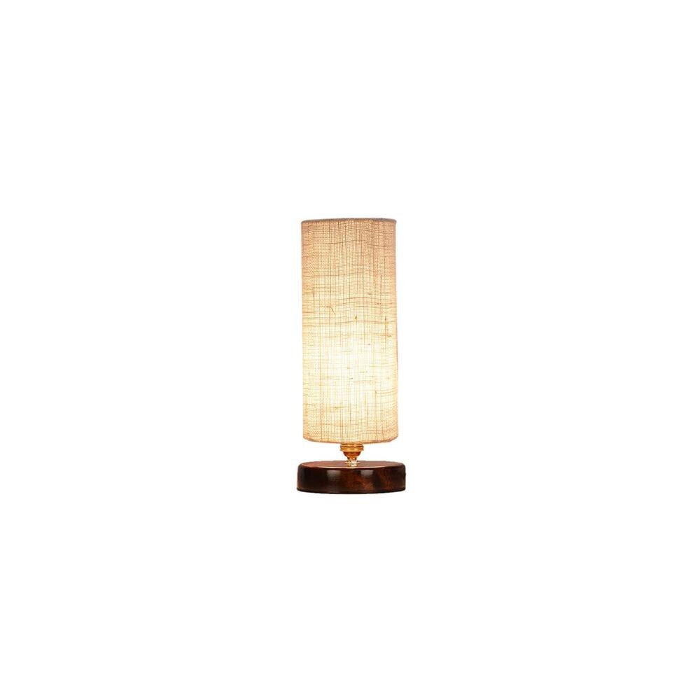 Urie White Jute table lamp with brown wood base
