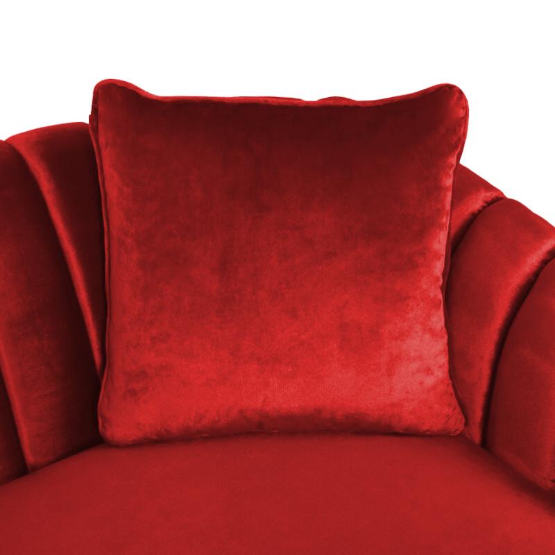 Mid Century Fabric Sofa (Red Velvet)