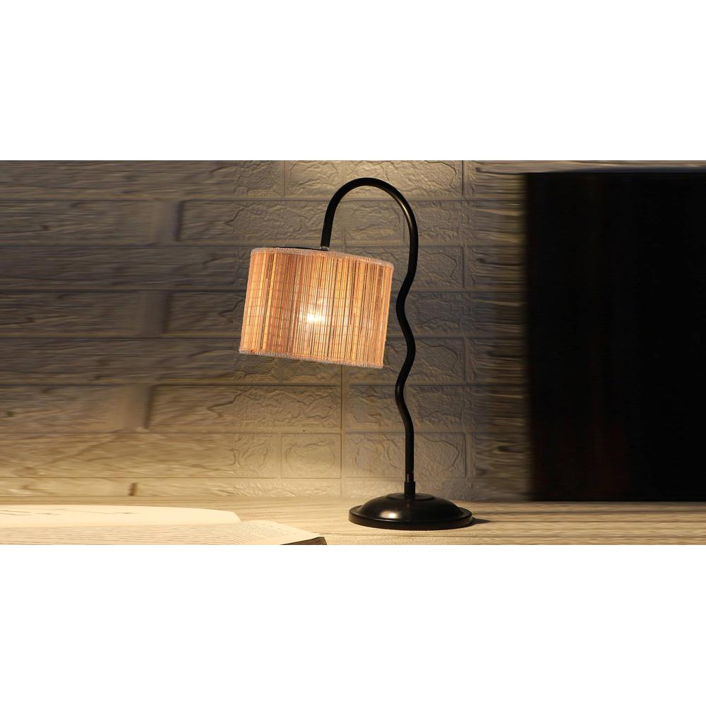 Round Bamboo Zig Zag Curvy Table lamp with Iron Base (SP22)