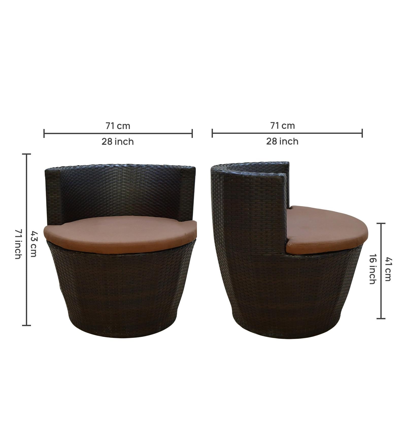 Burnie Wicker Table And Chair Set In Brown Dual Tone Finish