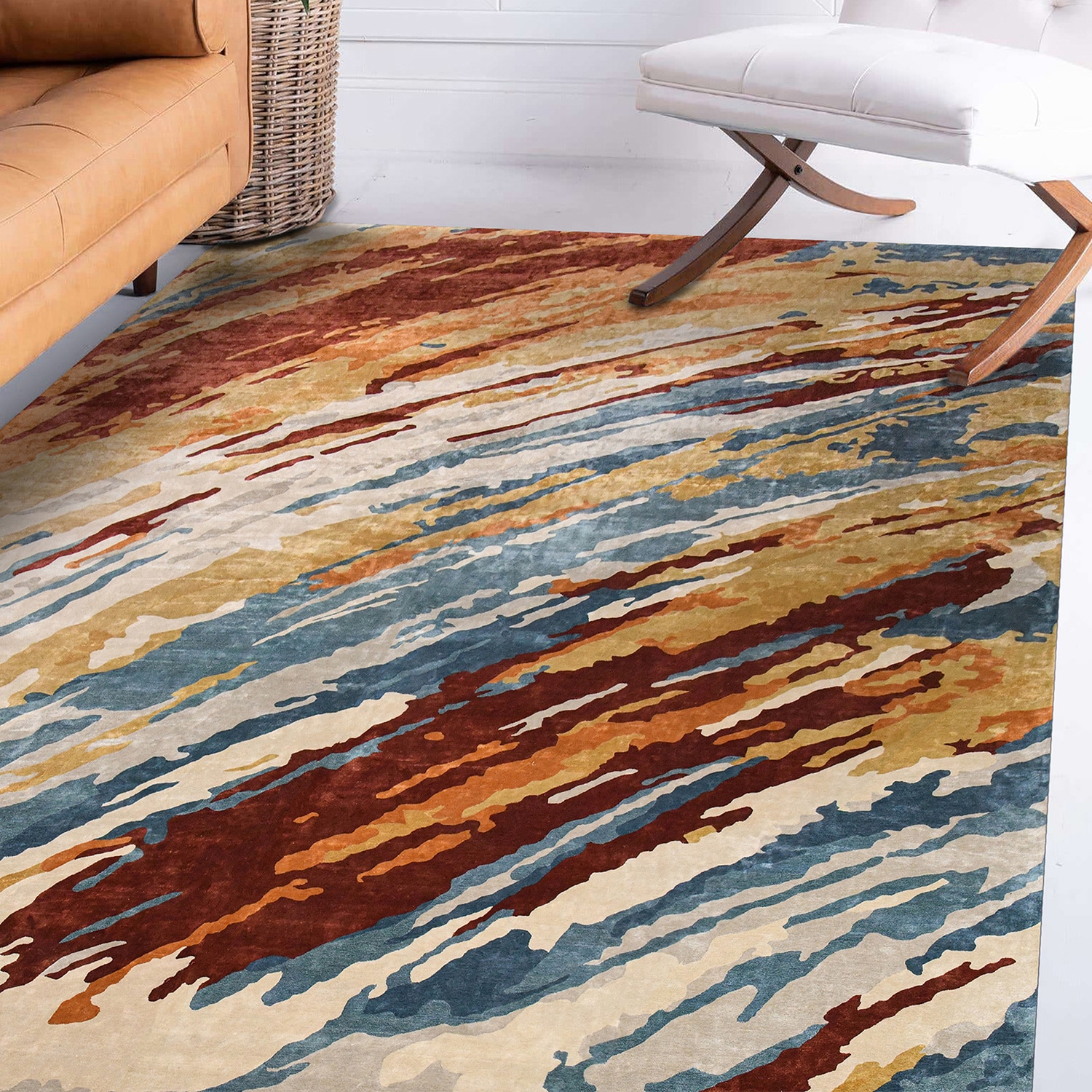 Jaylee Orange Solid Hand-Tufted Viscose 6X4 Feet Carpet