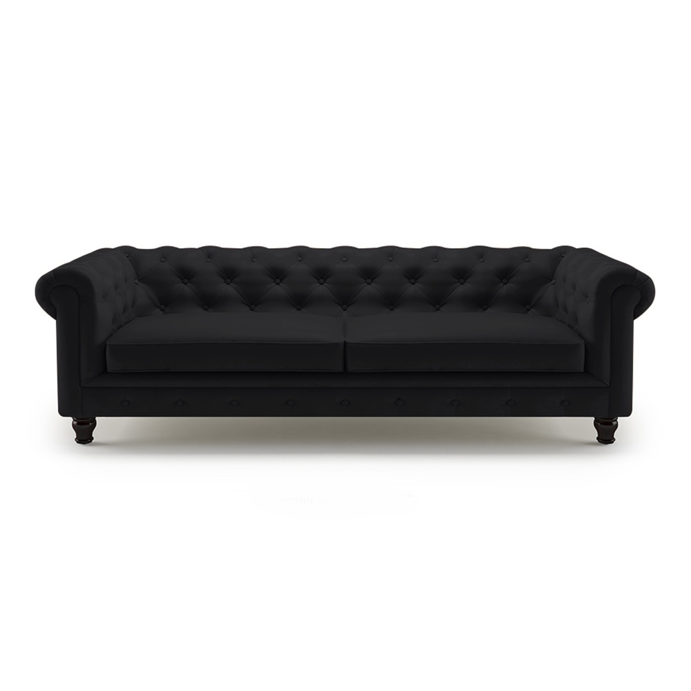 Winchester 3 Seater Leather Sofa in Licorice Colour - Urban Ladder