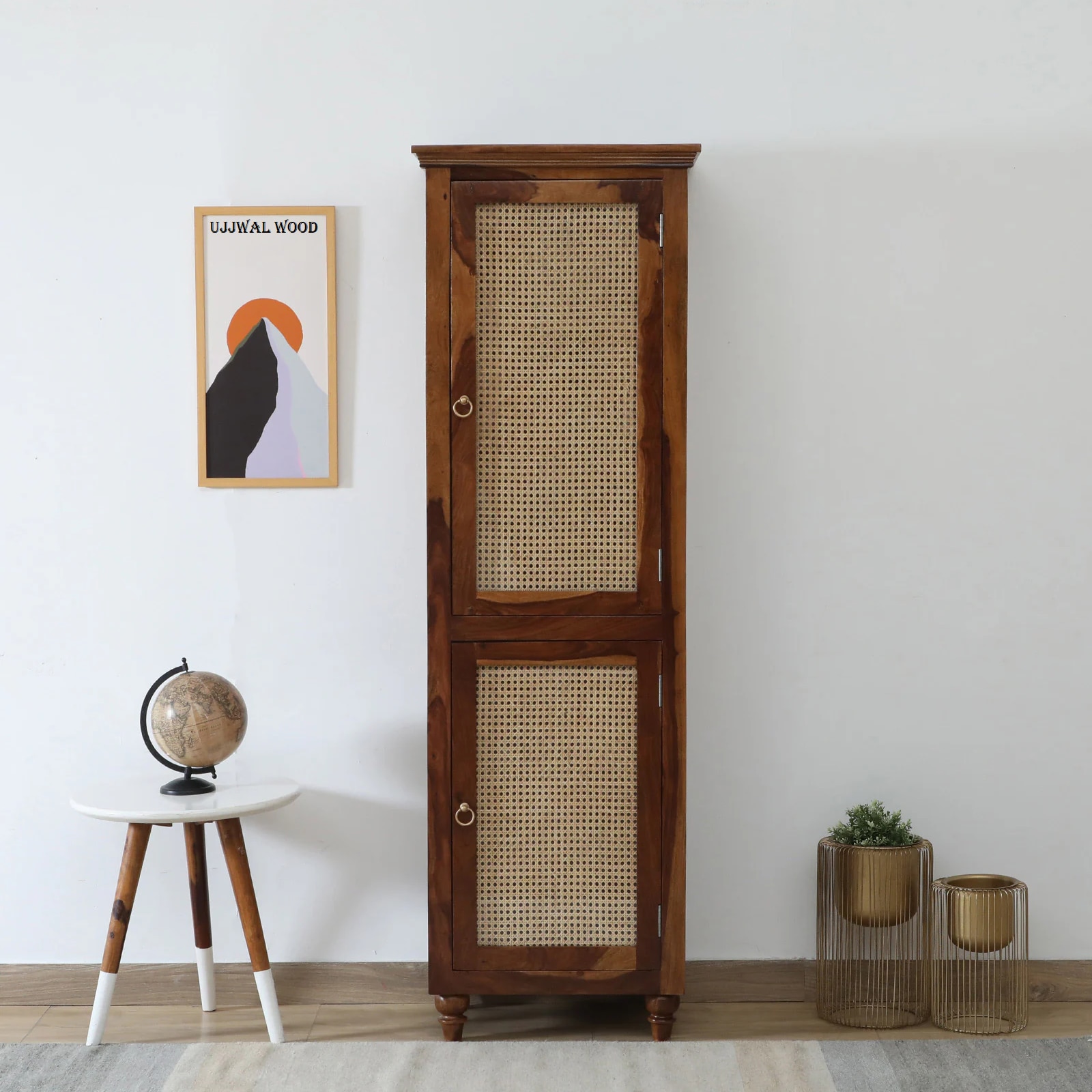 Sheesham Wood 2 Door Wardrobe In Provisional Teak Finish