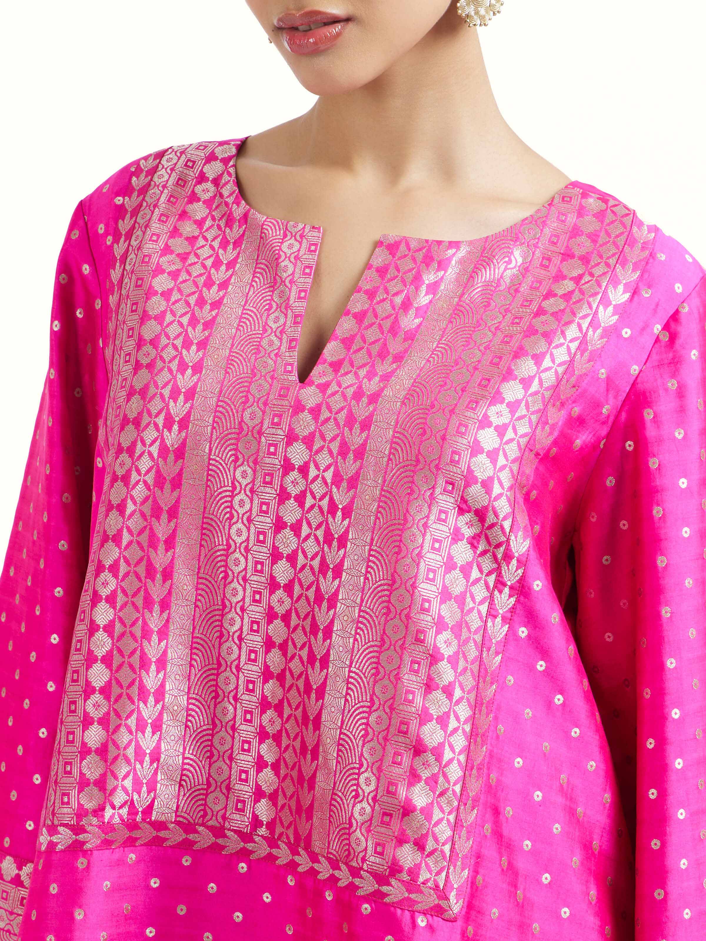 Pink Silk Banarasi Co-Ord Set
