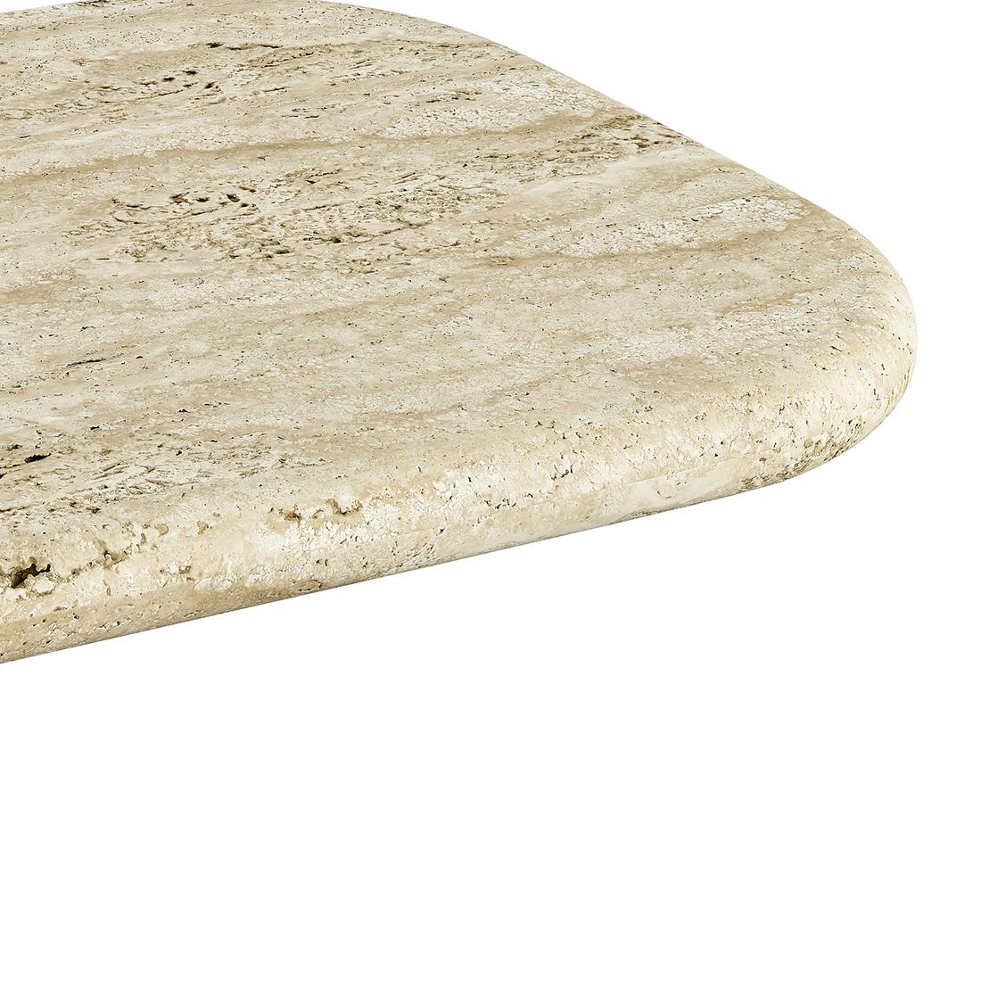 Enzo Travertine Marble and Solid Wood Console Table in Amber Walnut finish